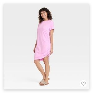 NWOT Women’s Short-sleeve Pink Ruched T-shirt Dress